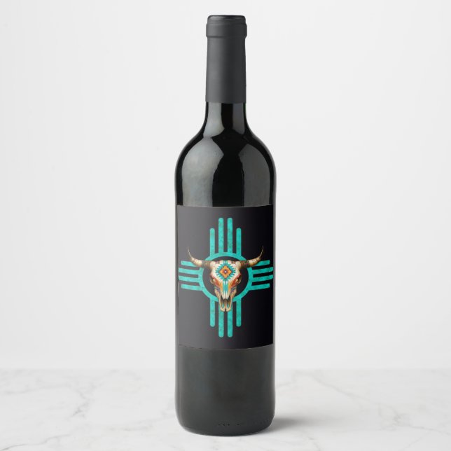 Rótulo De Garrafa De Cerveja Horizonte Turquesa (Frente)