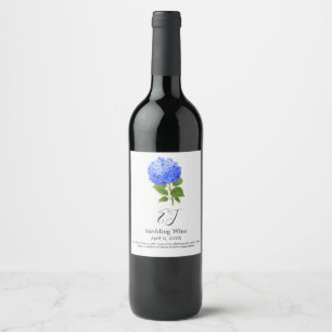 Rótulo De Garrafa De Cerveja Hortênsia Azul Aquarela