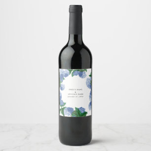 Rótulo De Garrafa De Cerveja Hortênsia Azul Flora Verde Moderno Casamento