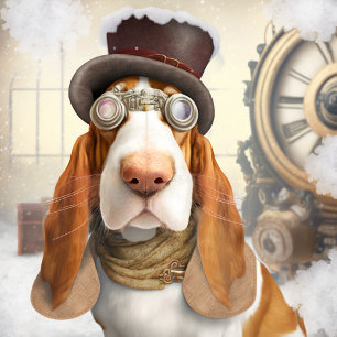 Rótulo De Garrafa De Cerveja Hound Basset Steampunk