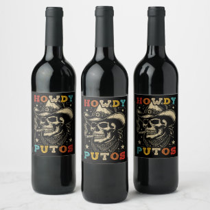 Rótulo De Garrafa De Cerveja Howdy Putos Funny Skull Retro Vintage