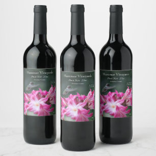 Rótulo De Garrafa De Cerveja Hummingbird com lírios belladonna