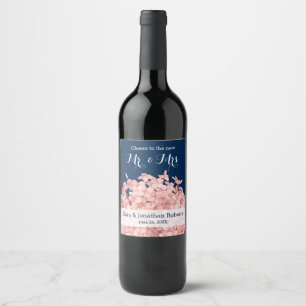 Rótulo De Garrafa De Cerveja Hydrangea cor-de-rosa no casamento personalizado