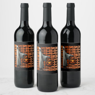 Rótulo De Garrafa De Cerveja Ideias de presentes de abóbora fantasma tipografia