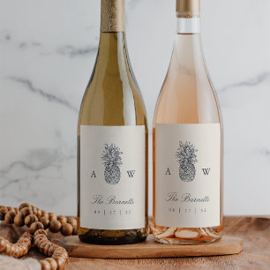 Rótulo De Garrafa De Cerveja Ilha Vintage Pineapple Wedding Monograma