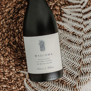 Rótulo De Garrafa De Cerveja Ilha Vintage Pineapple Weding Welcome