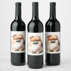Rótulo De Garrafa De Cerveja Ilustração de aquarela da Pomerânia Cuta