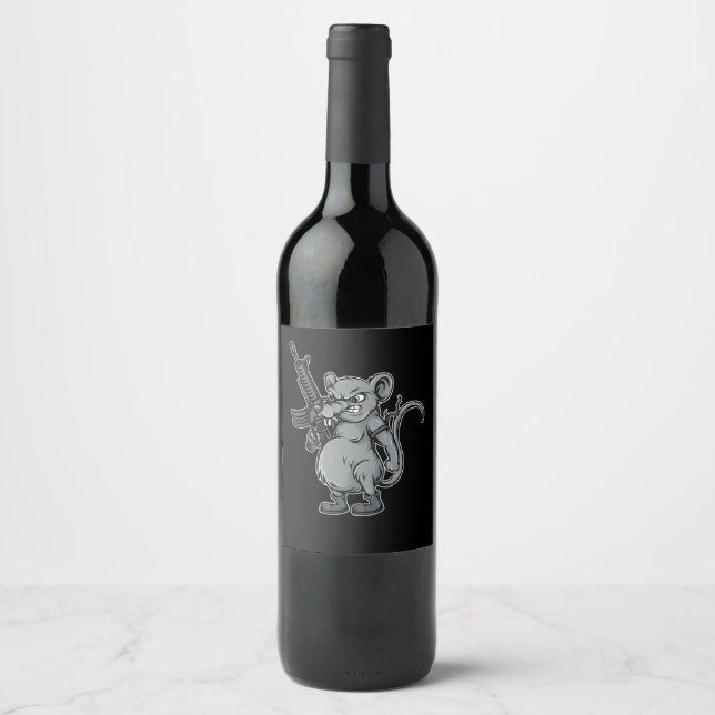 Rótulo De Garrafa De Cerveja ilustração de ratos-soldado-com-arma (Frente)