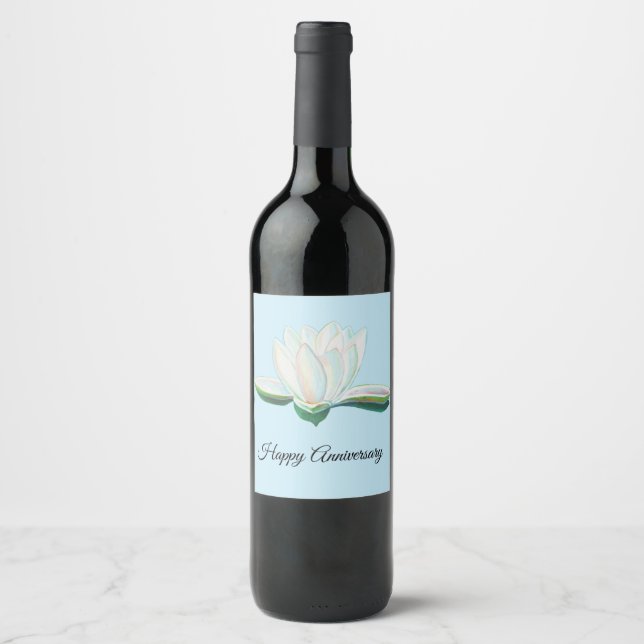 Rótulo De Garrafa De Cerveja Ilustração do Lotus Branco Personalizada (Frente)
