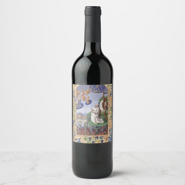 Rótulo De Garrafa De Cerveja Ilustração Medieval de São Bernardo de Claraval (Frente)