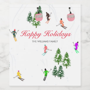 Rótulo De Garrafa De Cerveja Ilustração Personalizada de Feriados de Esqui