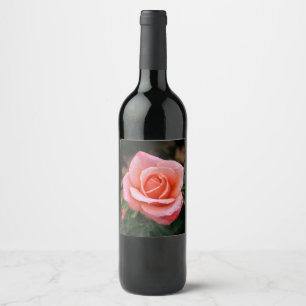 Rótulo De Garrafa De Cerveja Impressão de Arte Botânica Rosa Romântica