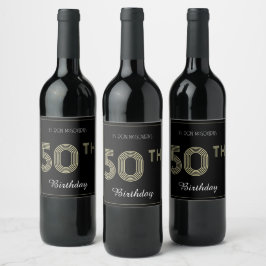 Rótulo De Garrafa De Cerveja Impressão de faixa retrógrada de 50 anos, preto e 
