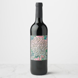 Rótulo De Garrafa De Cerveja Impressão de Leopard com Brilho Rosa Ombre