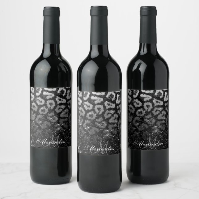 Rótulo De Garrafa De Cerveja Impressão de Leopardo e Brilho Preto (Garrafas)