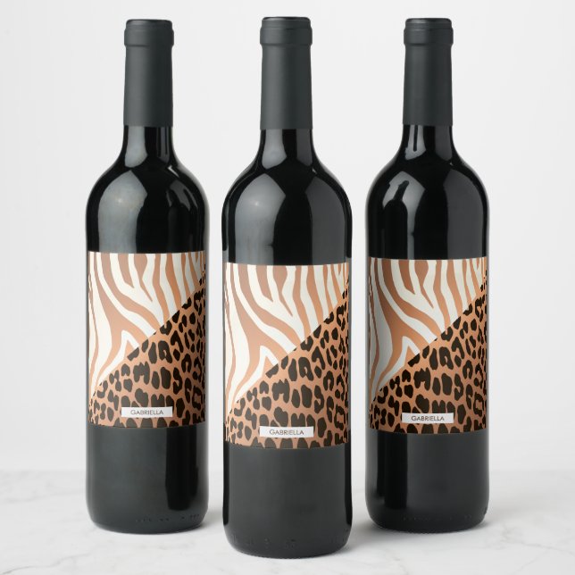 Rótulo De Garrafa De Cerveja Impressão Zebra e Leopardo (Garrafas)