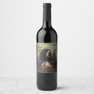 Rótulo De Garrafa De Cerveja Inglês Springer Spaniel com faisão