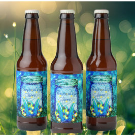 Rótulo De Garrafa De Cerveja Inseto de relâmpago Mason azul brilhante