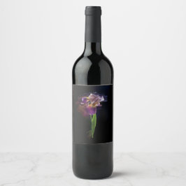 Rótulo De Garrafa De Cerveja Íris Flor Abstrata – Arte Floral Elegante