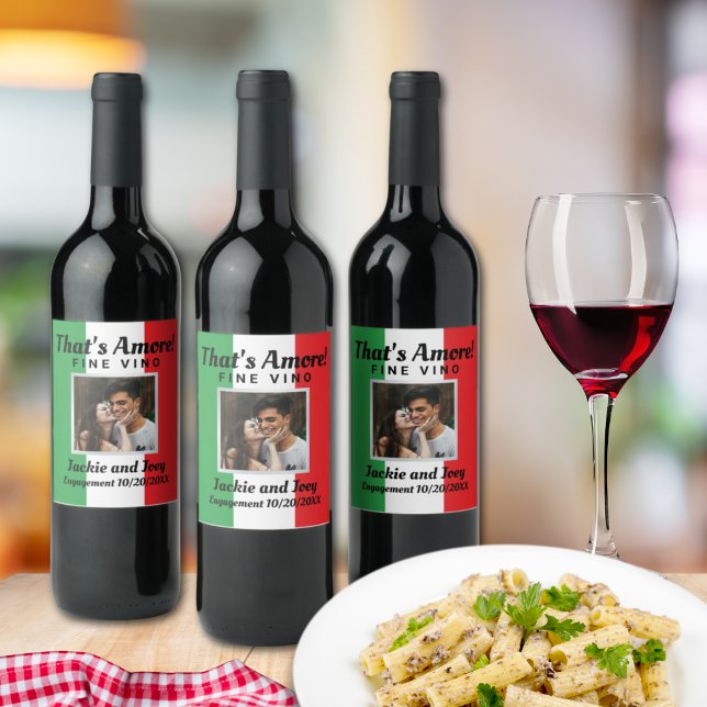 Rótulo De Garrafa De Cerveja Isso é Amor! Bandeira Italiana com Foto Personaliz (That's Amore Italian Flag
Photo Wine Label
Fully Customized for your event)