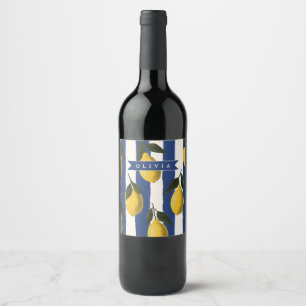 Rótulo De Garrafa De Cerveja Italiano Personalizado Listras de Limão Costeiro