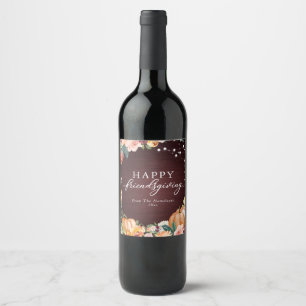 Rótulo De Garrafa De Cerveja Jantar de Ação de Graças com Amigos Florais de Out
