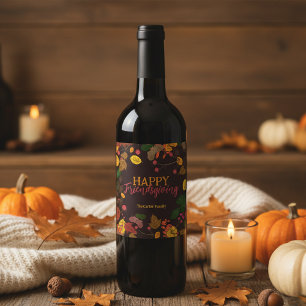 Rótulo De Garrafa De Cerveja Jantar de Ação de Graças de Amigos no Outono Flora