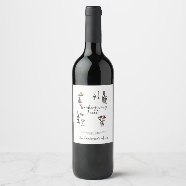 Rótulo De Garrafa De Cerveja Jantar de Ação de Graças Rústico Elegante (Frente)