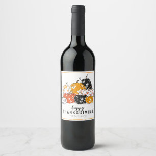 Rótulo De Garrafa De Cerveja Janto de Ação de Graças Modern Floral Pumpkins