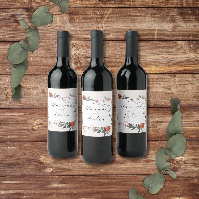 Rótulo De Garrafa De Cerveja Jardim Botânico Elegante Marsala Peach (Criador carregado)