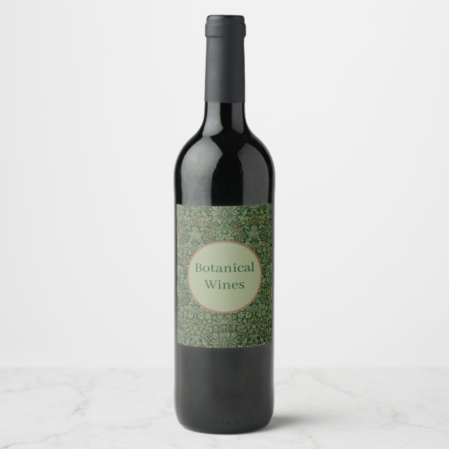 Rótulo De Garrafa De Cerveja Jardim de Flores de William Morris -Verdes (Frente)