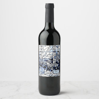 Rótulo De Garrafa De Cerveja Jardim de Primavera Jardim de Vidro Azul Manchado