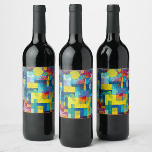 Rótulo De Garrafa De Cerveja Jardim de Sangue Cósmico: Mosaico Abstrato dos Son