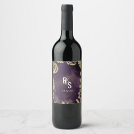 Rótulo De Garrafa De Cerveja Jardim Floral Botânico Rosa Dourado Roxo Casamento