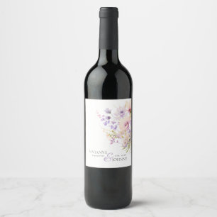 Rótulo De Garrafa De Cerveja Jardim Flores Selvagens Casamento Roxo de Lavanda