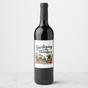 Rótulo De Garrafa De Cerveja Jardinagem É Minha Planta De Jardinagem De Terapia