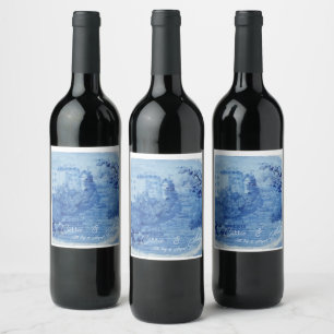 Rótulo De Garrafa De Cerveja Jarras de Gengibre Azul de Salgueiro Pintadas à Mã
