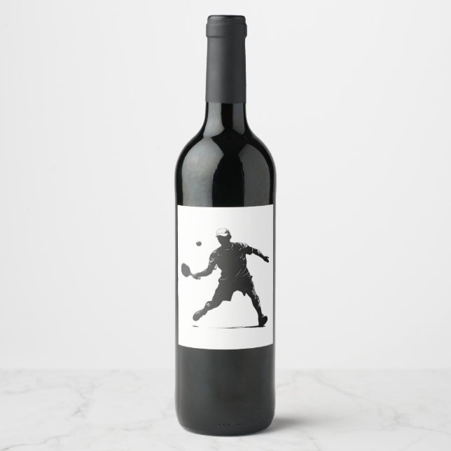 Rótulo De Garrafa De Cerveja Jogador de Pickleball Silhout Design (Frente)