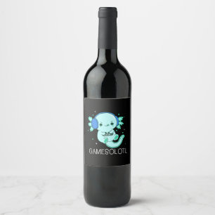Rótulo De Garrafa De Cerveja Jogos Kawaii Axolote Axolote Gamer