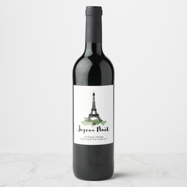 Rótulo De Garrafa De Cerveja Joyeux Noel | Natal em Paris com a Torre Eiffel (Frente)