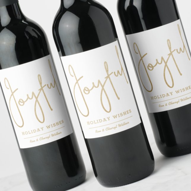 Rótulo De Garrafa De Cerveja JOYFUL Holiday Deseja Dourado Foil Faux (Criador carregado)