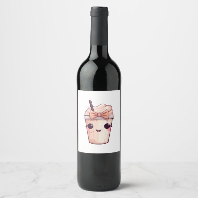 Rótulo De Garrafa De Cerveja Kawaii Smiling Frappe (Frente)