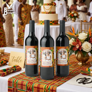Rótulo De Garrafa De Cerveja Kente Foto Nome Personalizado CASAMENTO