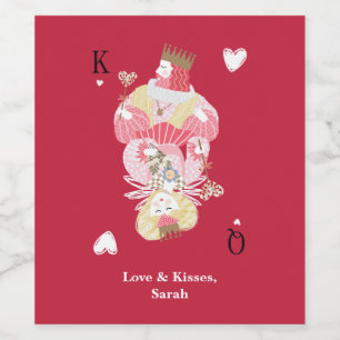 Rótulo De Garrafa De Cerveja King & Queen of Hearts Personalised Wine Labs