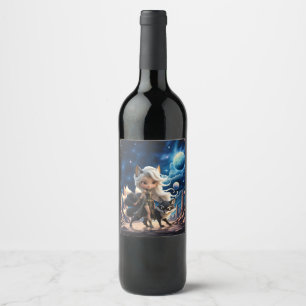 Rótulo De Garrafa De Cerveja Kitsune Celestial – Guardiã das Quatro Caudas.