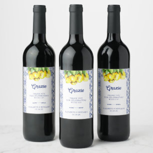 Rótulo De Garrafa De Cerveja La Dolce Vita Casamento Limão Mediterrâneo Azul
