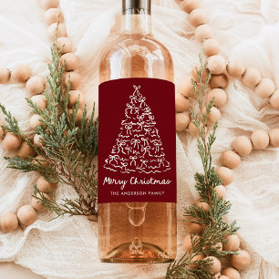 Rótulo De Garrafa De Cerveja Laços de Natal Caprichosos Cranberry Feriado