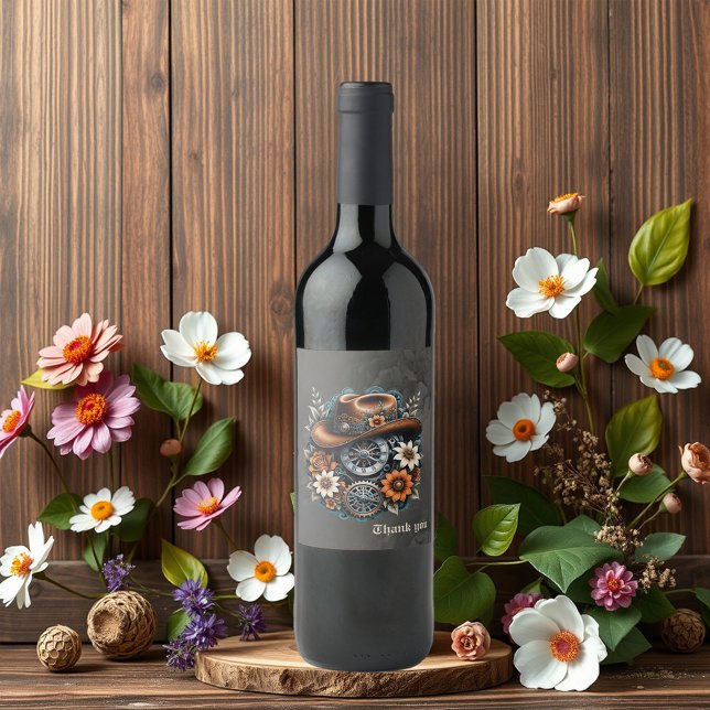 Rótulo De Garrafa De Cerveja Lágrimas: estilo vaqueiro a vapor. (Criador carregado)