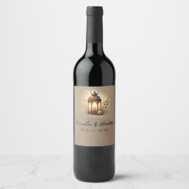 Rótulo De Garrafa De Cerveja Lâmpada Bronzeada Rústica Casamento Vinho