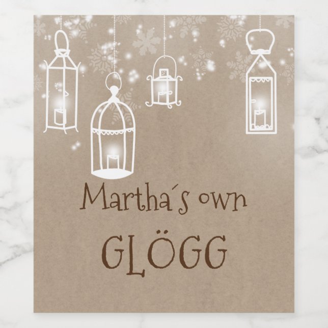 Rótulo De Garrafa De Cerveja Lanternas brancas de neve (Rótulo Único)